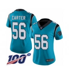 Women's Carolina Panthers #56 Jermaine Carter Blue Alternate Vapor Untouchable Limited Player 100th Season Football Jersey