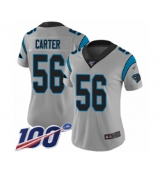 Women's Carolina Panthers #56 Jermaine Carter Silver Inverted Legend Limited 100th Season Football Jersey