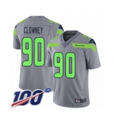 Men's Seattle Seahawks #90 Jadeveon Clowney Limited Silver Inverted Legend 100th Season Football Jersey