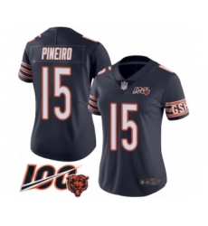 Women's Chicago Bears #15 Eddy Pineiro Navy Blue Team Color 100th Season Limited Football Jersey