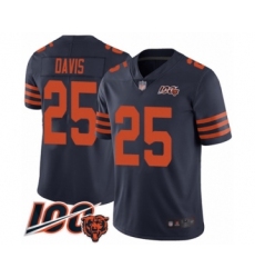 Men's Chicago Bears #25 Mike Davis Limited Navy Blue Rush Vapor Untouchable 100th Season Football Jersey