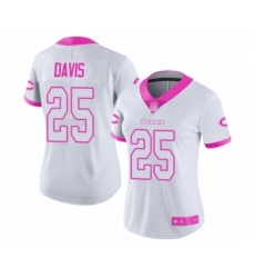 Women's Chicago Bears #25 Mike Davis Limited White Pink Rush Fashion Football Jersey