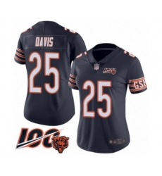 Women's Chicago Bears #25 Mike Davis Navy Blue Team Color 100th Season Limited Football Jersey