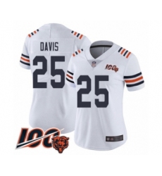 Women's Chicago Bears #25 Mike Davis White 100th Season Limited Football Jersey