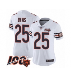 Women's Chicago Bears #25 Mike Davis White Vapor Untouchable Limited Player 100th Season Football Jersey