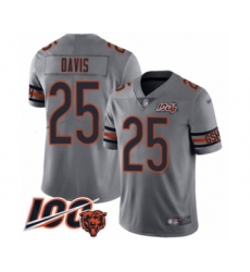 Youth Chicago Bears #25 Mike Davis Limited Silver Inverted Legend 100th Season Football Jersey