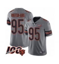 Men's Chicago Bears #95 Roy Robertson-Harris Limited Silver Inverted Legend 100th Season Football Jersey