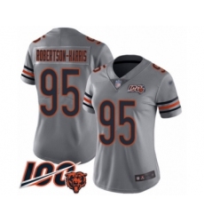 Women's Chicago Bears #95 Roy Robertson-Harris Limited Silver Inverted Legend 100th Season Football Jersey
