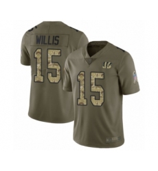 Men's Cincinnati Bengals #15 Damion Willis Limited Olive Camo 2017 Salute to Service Football Jersey