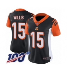 Women's Cincinnati Bengals #15 Damion Willis Black Team Color Vapor Untouchable Limited Player 100th Season Football Jersey