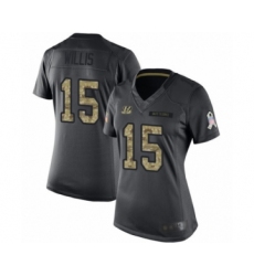 Women's Cincinnati Bengals #15 Damion Willis Limited Black 2016 Salute to Service Football Jersey