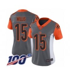 Women's Cincinnati Bengals #15 Damion Willis Limited Silver Inverted Legend 100th Season Football Jersey