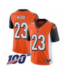 Men's Cincinnati Bengals #23 B.W. Webb Orange Alternate Vapor Untouchable Limited Player 100th Season Football Jersey