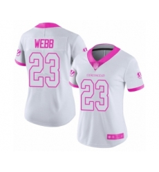 Women's Cincinnati Bengals #23 B.W. Webb Limited White Pink Rush Fashion Football Jersey