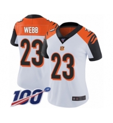 Women's Cincinnati Bengals #23 B.W. Webb White Vapor Untouchable Limited Player 100th Season Football Jersey