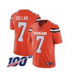 Men's Cleveland Browns #7 Jamie Gillan Orange Alternate Vapor Untouchable Limited Player 100th Season Football Jersey