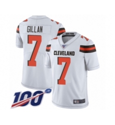 Men's Cleveland Browns #7 Jamie Gillan White Vapor Untouchable Limited Player 100th Season Football Jersey
