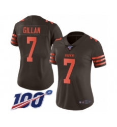 Women's Cleveland Browns #7 Jamie Gillan Limited Brown Rush Vapor Untouchable 100th Season Football Jersey