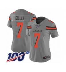 Women's Cleveland Browns #7 Jamie Gillan Limited Gray Inverted Legend 100th Season Football Jersey