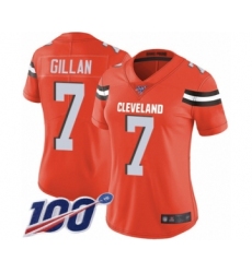 Women's Cleveland Browns #7 Jamie Gillan Orange Alternate Vapor Untouchable Limited Player 100th Season Football Jersey