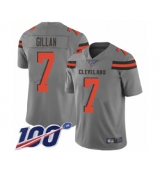 Youth Cleveland Browns #7 Jamie Gillan Limited Gray Inverted Legend 100th Season Football Jersey