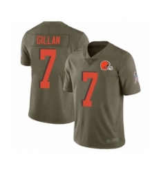 Youth Cleveland Browns #7 Jamie Gillan Limited Olive 2017 Salute to Service Football Jersey