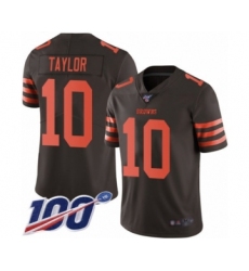 Men's Cleveland Browns #10 Taywan Taylor Limited Brown Rush Vapor Untouchable 100th Season Football Jersey