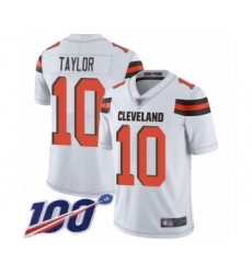 Men's Cleveland Browns #10 Taywan Taylor White Vapor Untouchable Limited Player 100th Season Football Jersey
