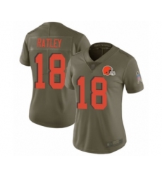 Women's Cleveland Browns #18 Damion Ratley Limited Olive 2017 Salute to Service Football Jersey