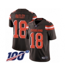 Youth Cleveland Browns #18 Damion Ratley Brown Team Color Vapor Untouchable Limited Player 100th Season Football Jersey
