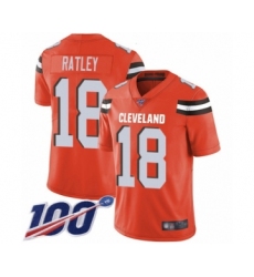 Youth Cleveland Browns #18 Damion Ratley Orange Alternate Vapor Untouchable Limited Player 100th Season Football Jersey