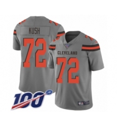 Men's Cleveland Browns #72 Eric Kush Limited Gray Inverted Legend 100th Season Football Jersey