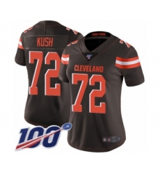 Women's Cleveland Browns #72 Eric Kush Brown Team Color Vapor Untouchable Limited Player 100th Season Football Jersey