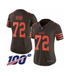 Women's Cleveland Browns #72 Eric Kush Limited Brown Rush Vapor Untouchable 100th Season Football Jersey