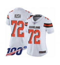 Women's Cleveland Browns #72 Eric Kush White Vapor Untouchable Limited Player 100th Season Football Jersey