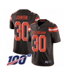 Men's Cleveland Browns #30 D'Ernest Johnson Brown Team Color Vapor Untouchable Limited Player 100th Season Football Jersey