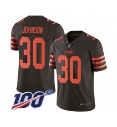 Men's Cleveland Browns #30 D'Ernest Johnson Limited Brown Rush Vapor Untouchable 100th Season Football Jersey