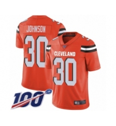 Men's Cleveland Browns #30 D'Ernest Johnson Orange Alternate Vapor Untouchable Limited Player 100th Season Football Jersey