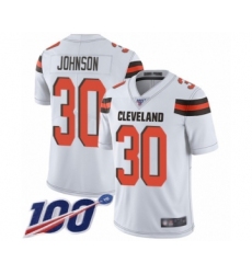 Men's Cleveland Browns #30 D'Ernest Johnson White Vapor Untouchable Limited Player 100th Season Football Jersey