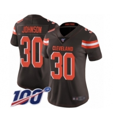 Women's Cleveland Browns #30 D'Ernest Johnson Brown Team Color Vapor Untouchable Limited Player 100th Season Football Jersey
