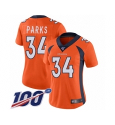 Women's Denver Broncos #34 Will Parks Orange Team Color Vapor Untouchable Limited Player 100th Season Football Jersey
