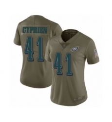 Women's Philadelphia Eagles #41 Johnathan Cyprien Limited Olive 2017 Salute to Service Football Jersey