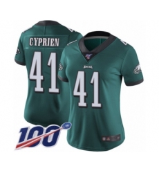 Women's Philadelphia Eagles #41 Johnathan Cyprien Midnight Green Team Color Vapor Untouchable Limited Player 100th Season Football Jersey