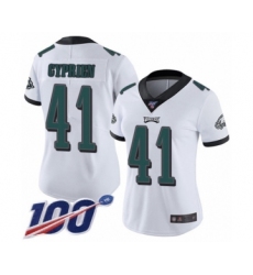 Women's Philadelphia Eagles #41 Johnathan Cyprien White Vapor Untouchable Limited Player 100th Season Football Jersey