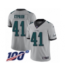 Youth Philadelphia Eagles #41 Johnathan Cyprien Limited Silver Inverted Legend 100th Season Football Jersey