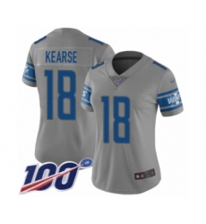 Women's Detroit Lions #18 Jermaine Kearse Limited Gray Inverted Legend 100th Season Football Jersey