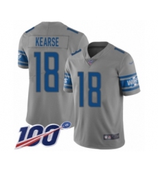 Youth Detroit Lions #18 Jermaine Kearse Limited Gray Inverted Legend 100th Season Football Jersey