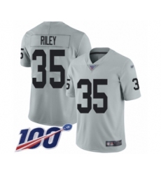 Women's Oakland Raiders #35 Curtis Riley Limited Silver Inverted Legend 100th Season Football Jersey