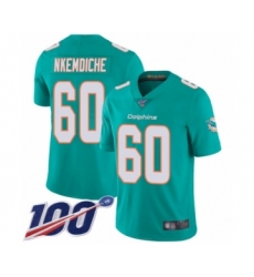 Men's Miami Dolphins #60 Robert Nkemdiche Aqua Green Team Color Vapor Untouchable Limited Player 100th Season Football Jersey