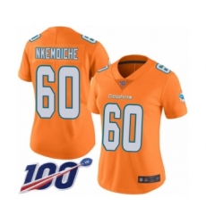 Women's Miami Dolphins #60 Robert Nkemdiche Limited Orange Rush Vapor Untouchable 100th Season Football Jersey